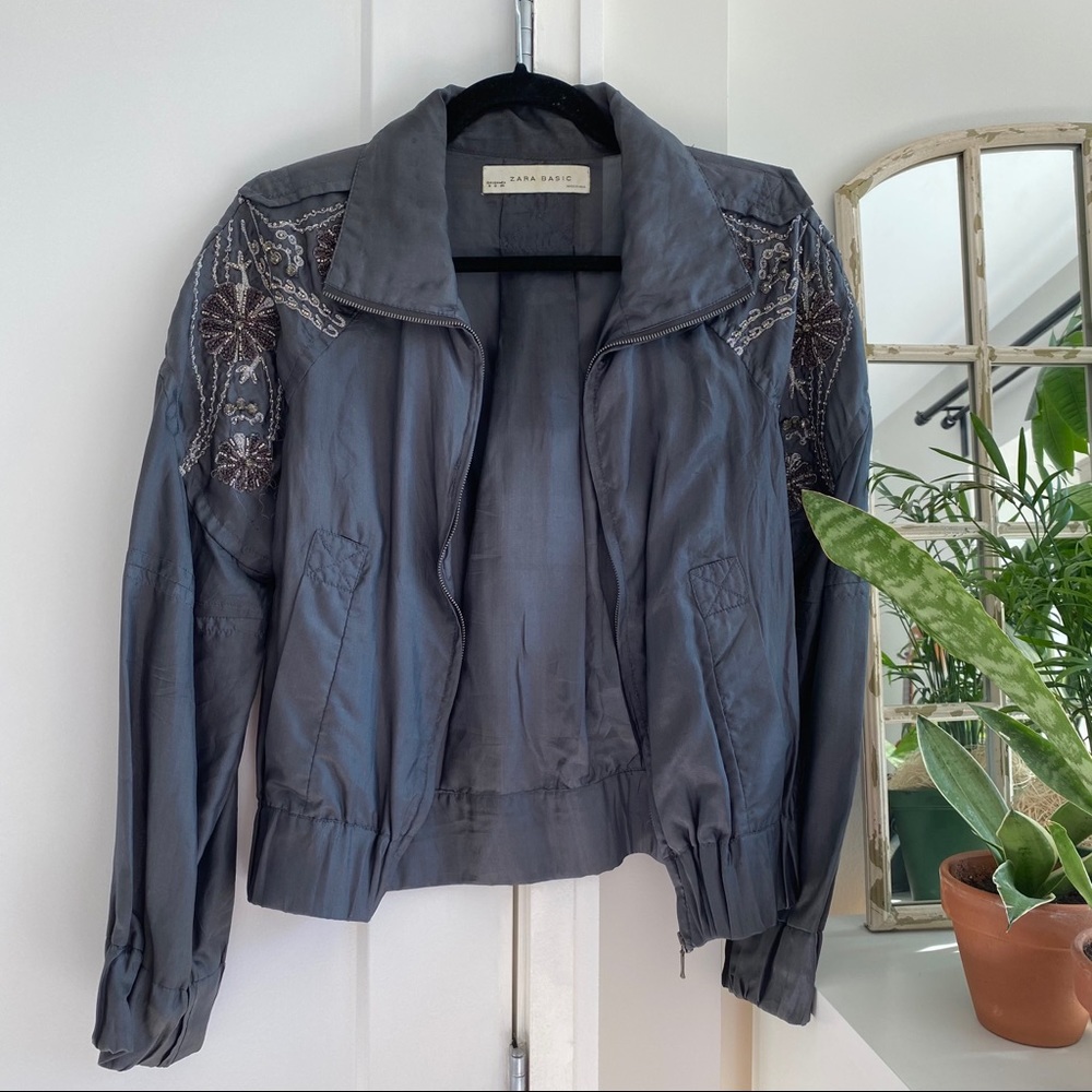Zara Embellished Silk Jacket